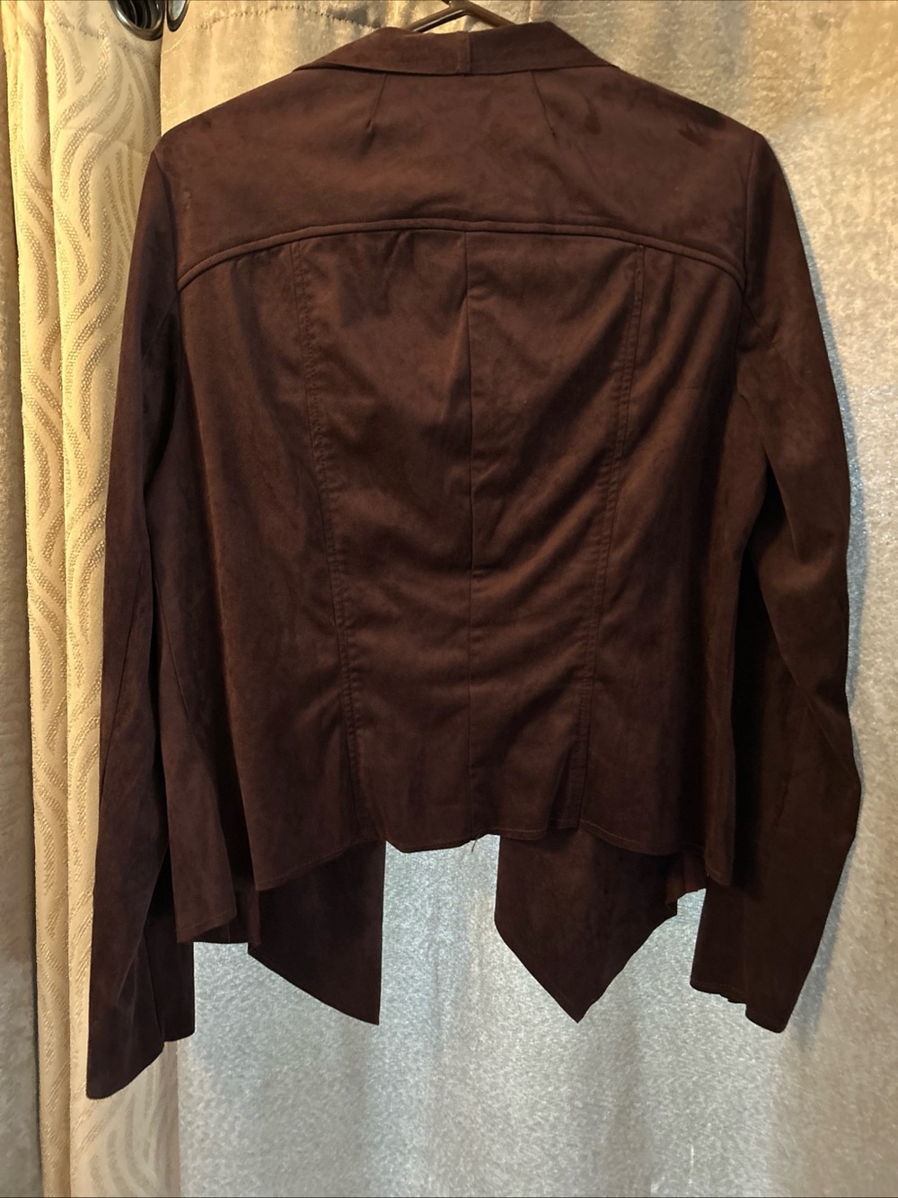 Kut From The Kloth NWT Womens XL Faux Suede Drape Front Jacket Burgundy - Picture 4 of 6